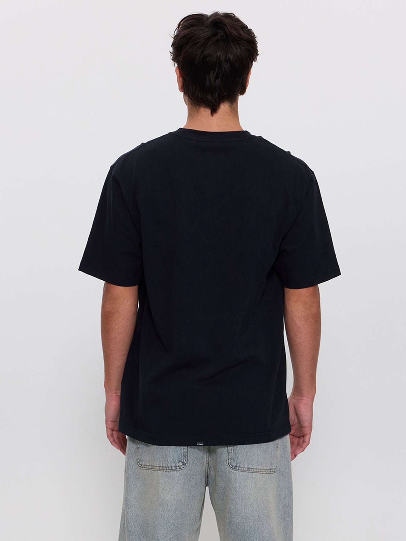 Victory Embro Box Fit Oversized Contrast Stitch Tee - Faded Black XS