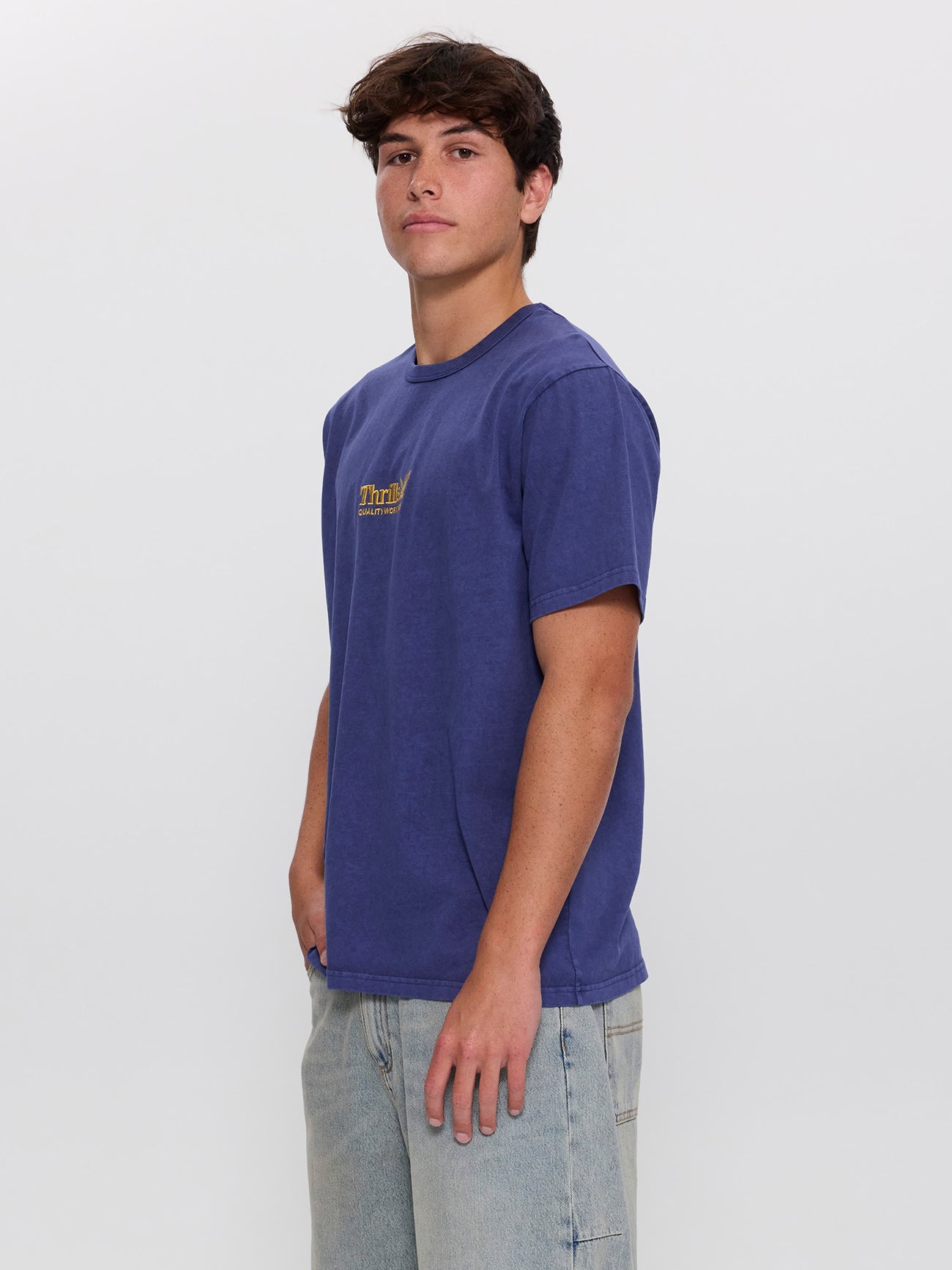 Thrills Workwear Embro Merch Fit Tee - Yakka Blue XS