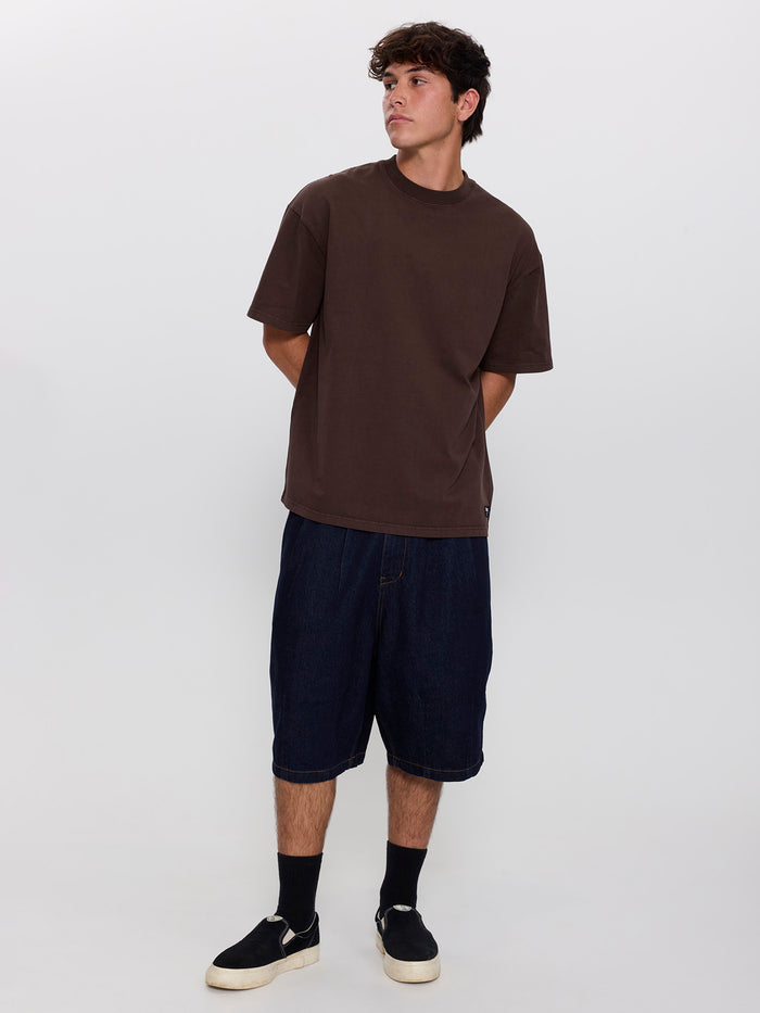 Thrills Service Heavy Weight Box Fit Oversize Tee - Postal Brown XS