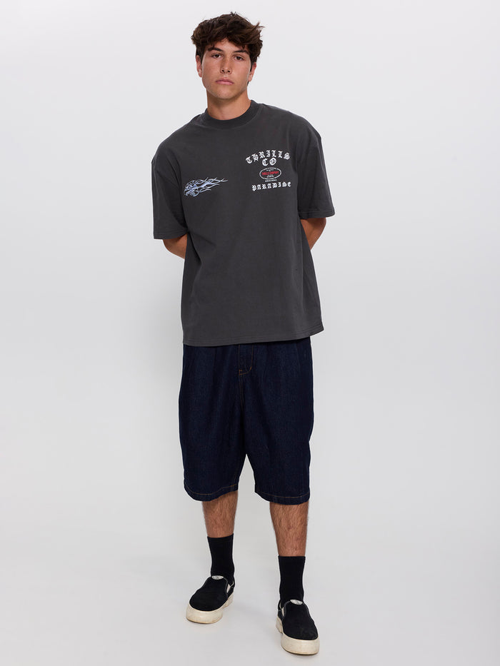 Paradise Born Box Fit Oversize Tee - Dark Merch Black XS