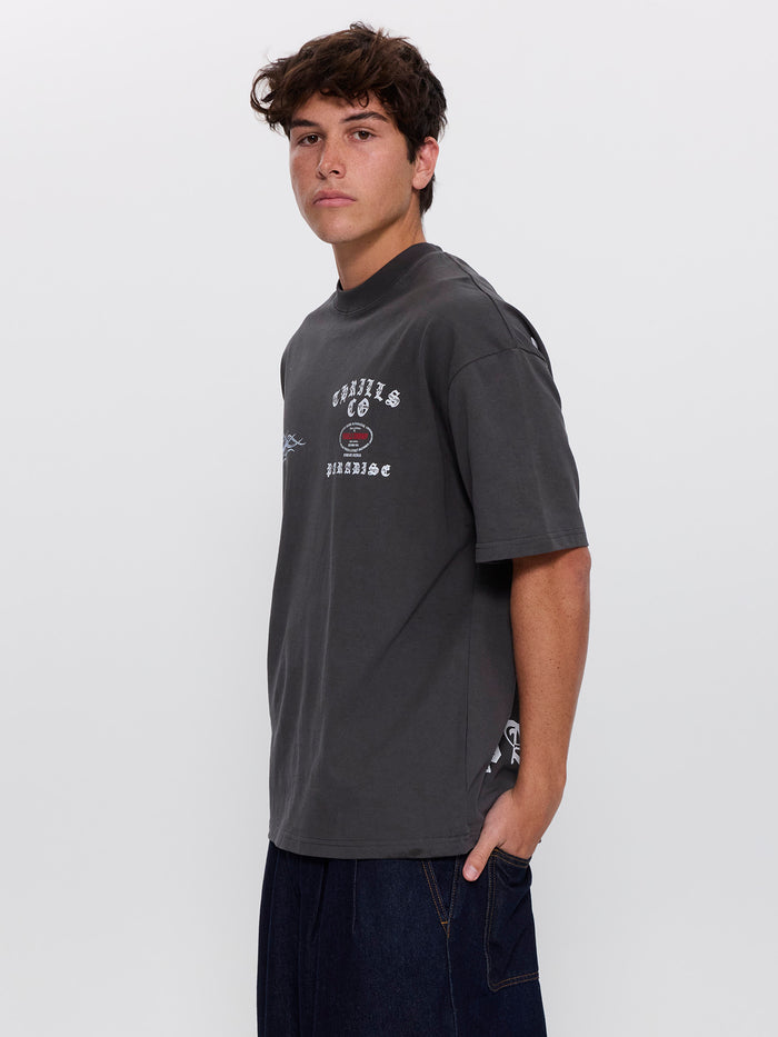 Paradise Born Box Fit Oversize Tee - Dark Merch Black XS