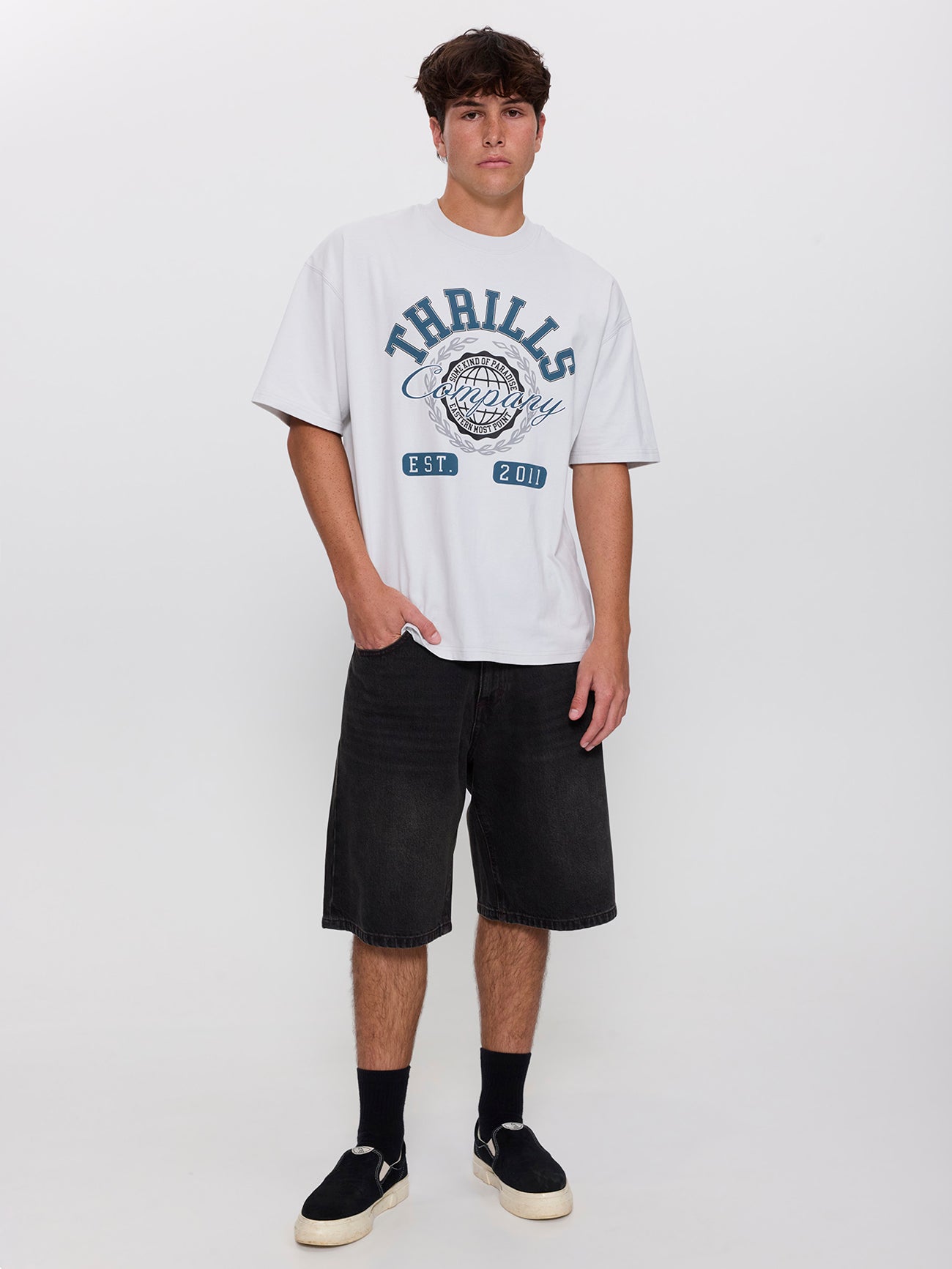 Best in the East Box Fit Oversize Tee - Cool Grey XS