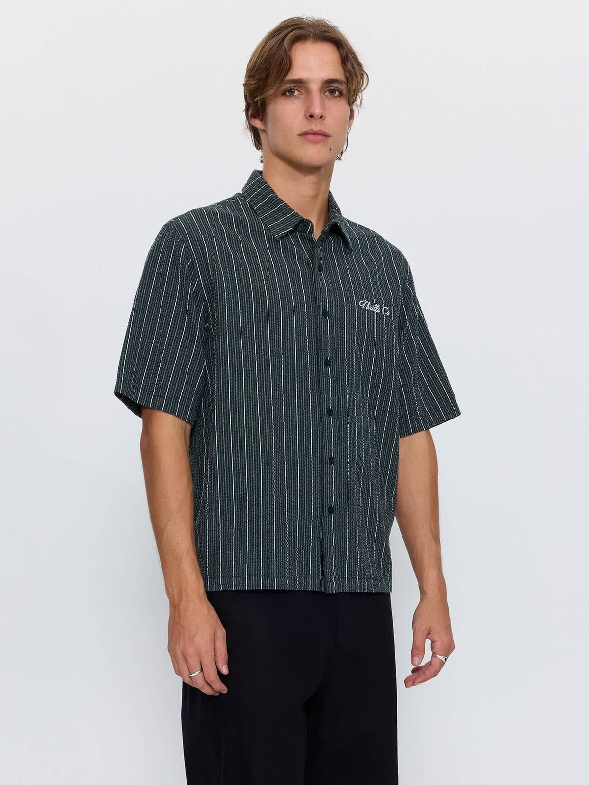 Visions Box Crop Short Sleeve Shirt - Emerald Green XS