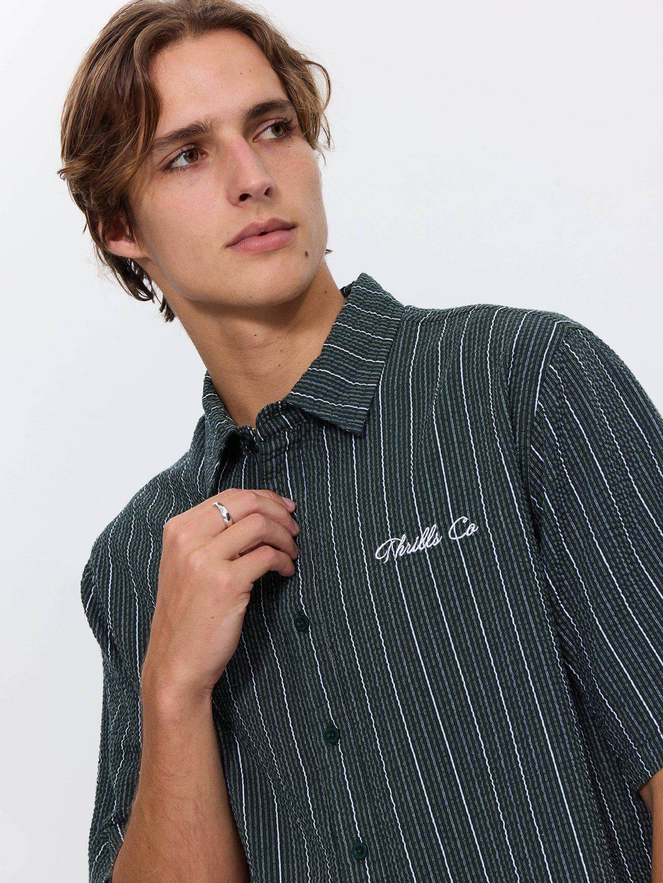 Visions Box Crop Short Sleeve Shirt - Emerald Green XS