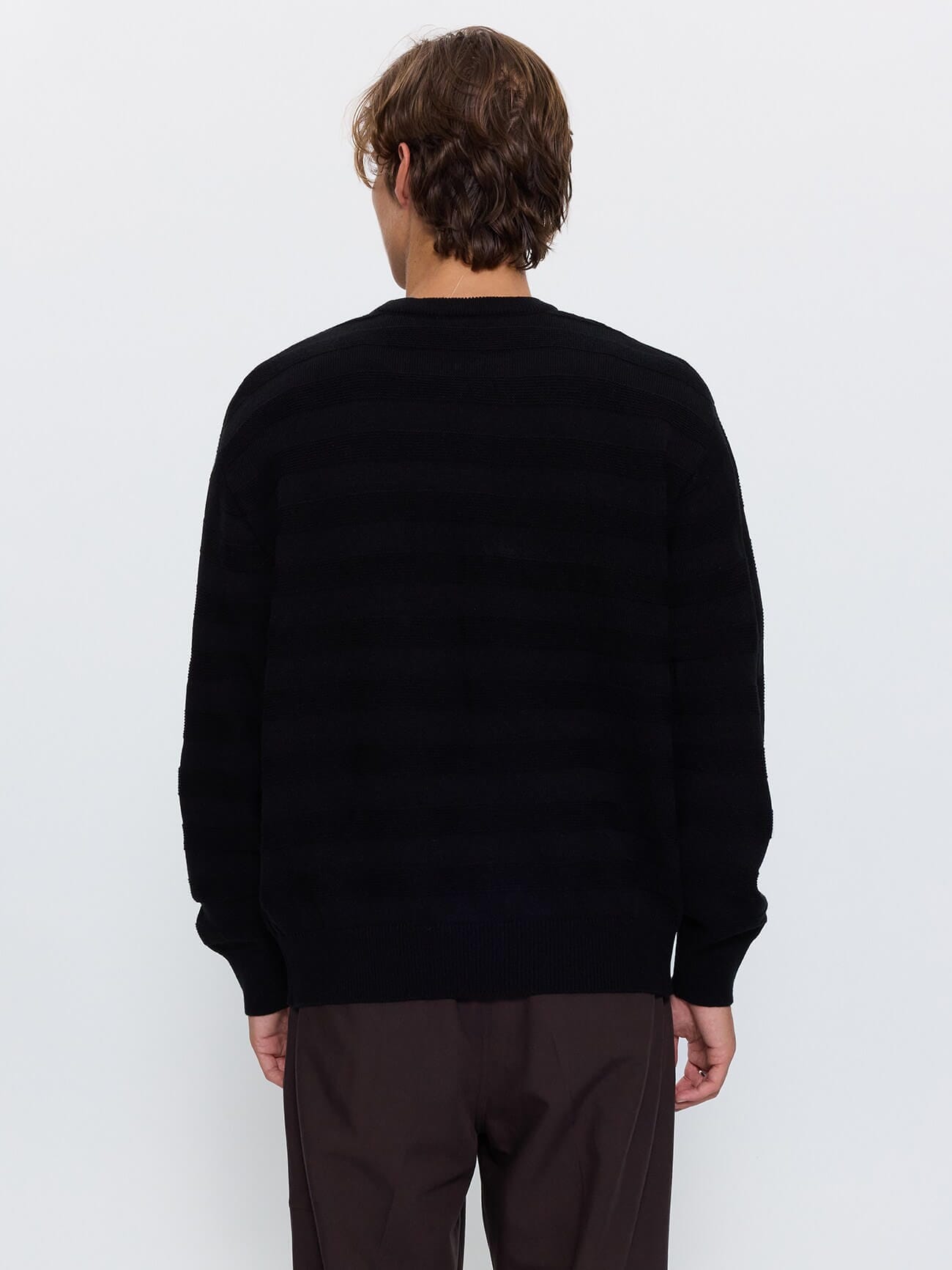 Stagger Box Crop Crew Knit - Black XS