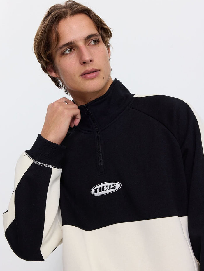 Odyssy Panel Cropped Quarter Zip Fleece - Black XS
