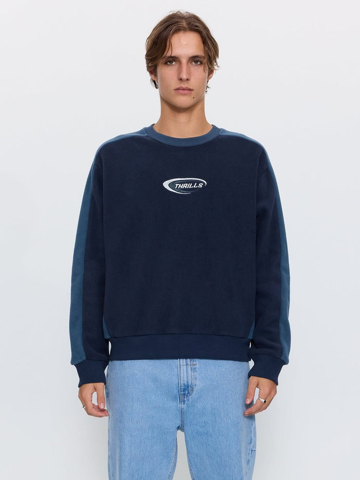 Fusion Panel Oversized Cropped Crew Polar Fleece - Total Eclipse XS