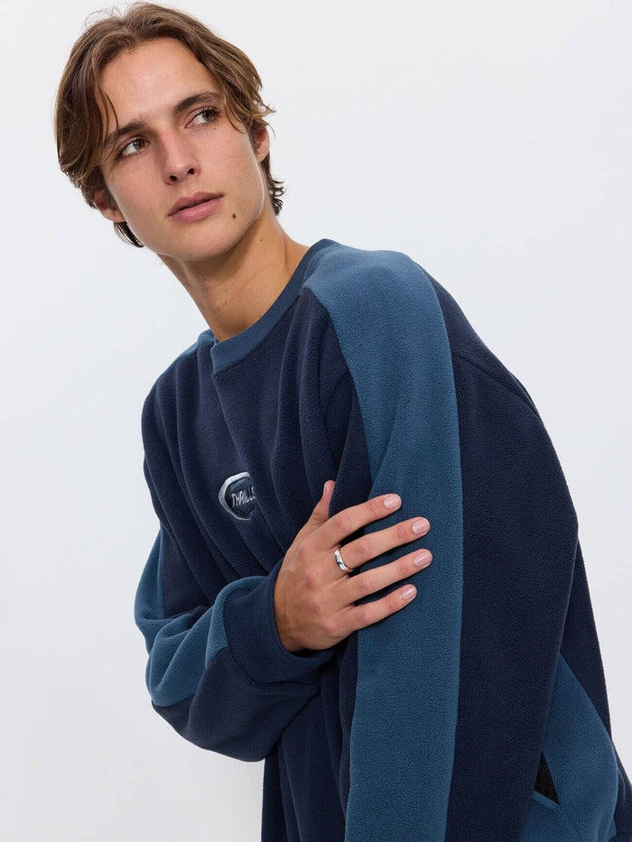 Fusion Panel Oversized Cropped Crew Polar Fleece - Total Eclipse XS
