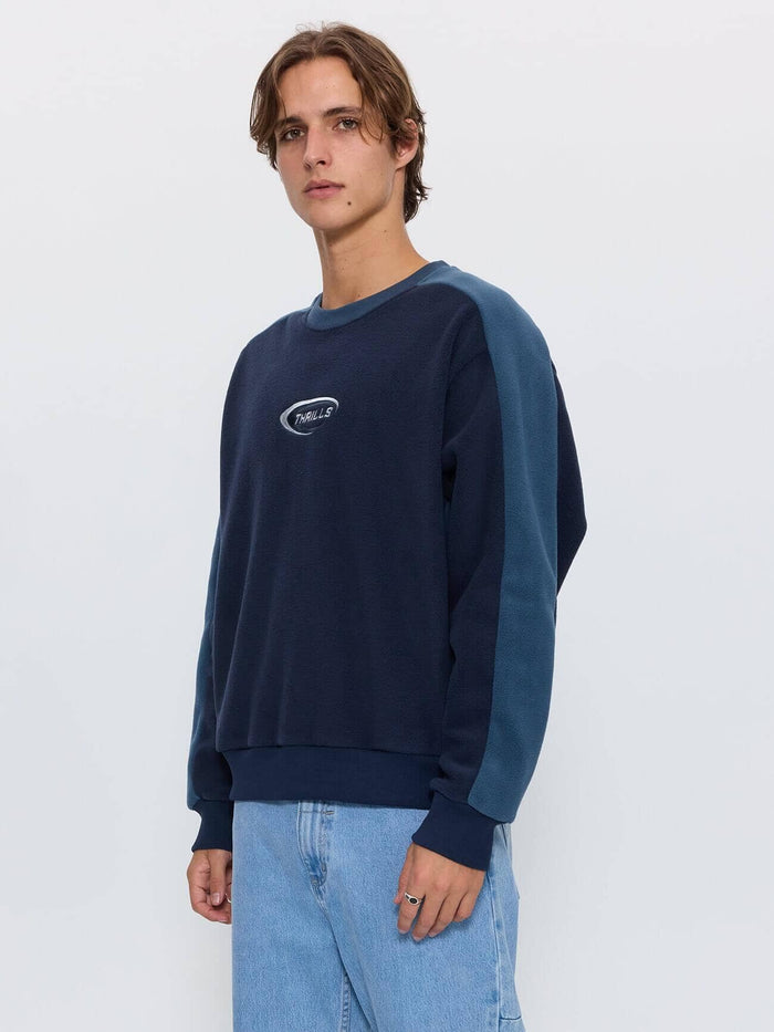 Fusion Panel Oversized Cropped Crew Polar Fleece - Total Eclipse XS