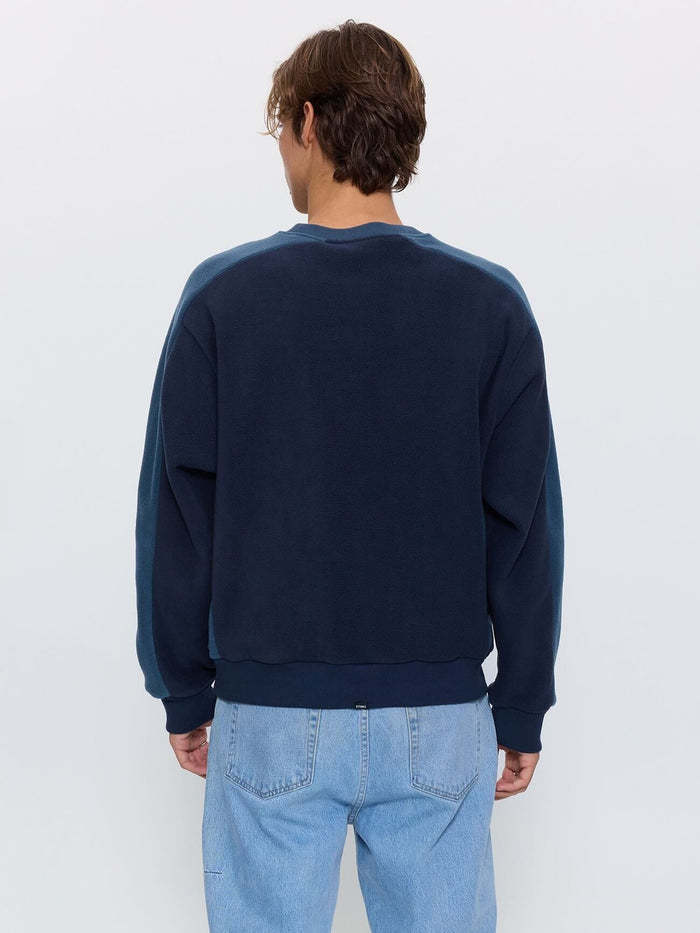 Fusion Panel Oversized Cropped Crew Polar Fleece - Total Eclipse XS