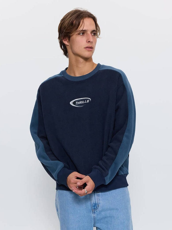 Fusion Panel Oversized Cropped Crew Polar Fleece - Total Eclipse XS