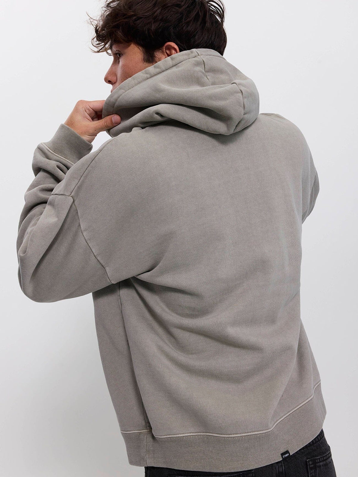 Thrills Military Slouch Pull On Cropped Hood - Fog XS