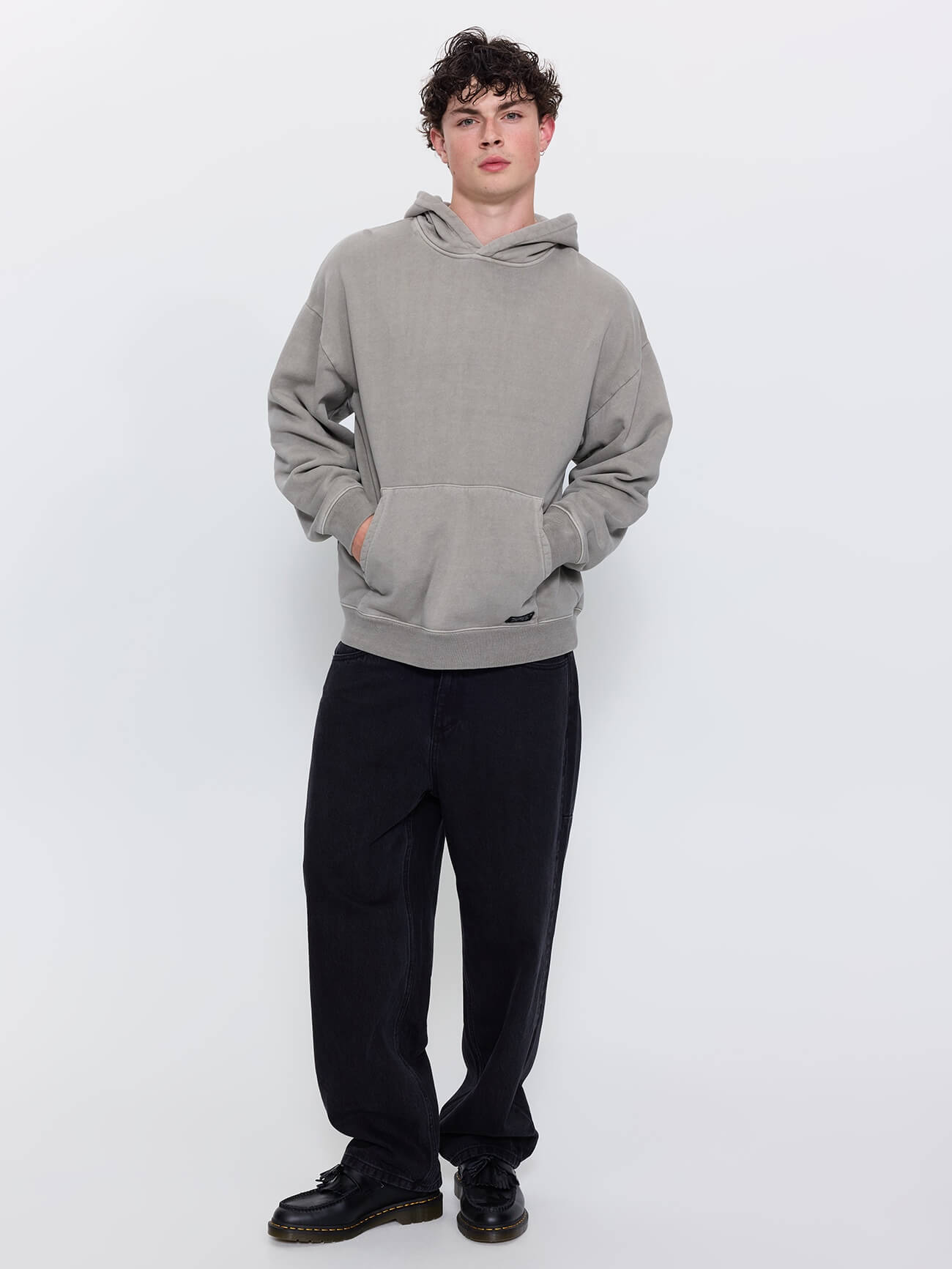 Thrills Military Slouch Pull On Cropped Hood - Fog XS