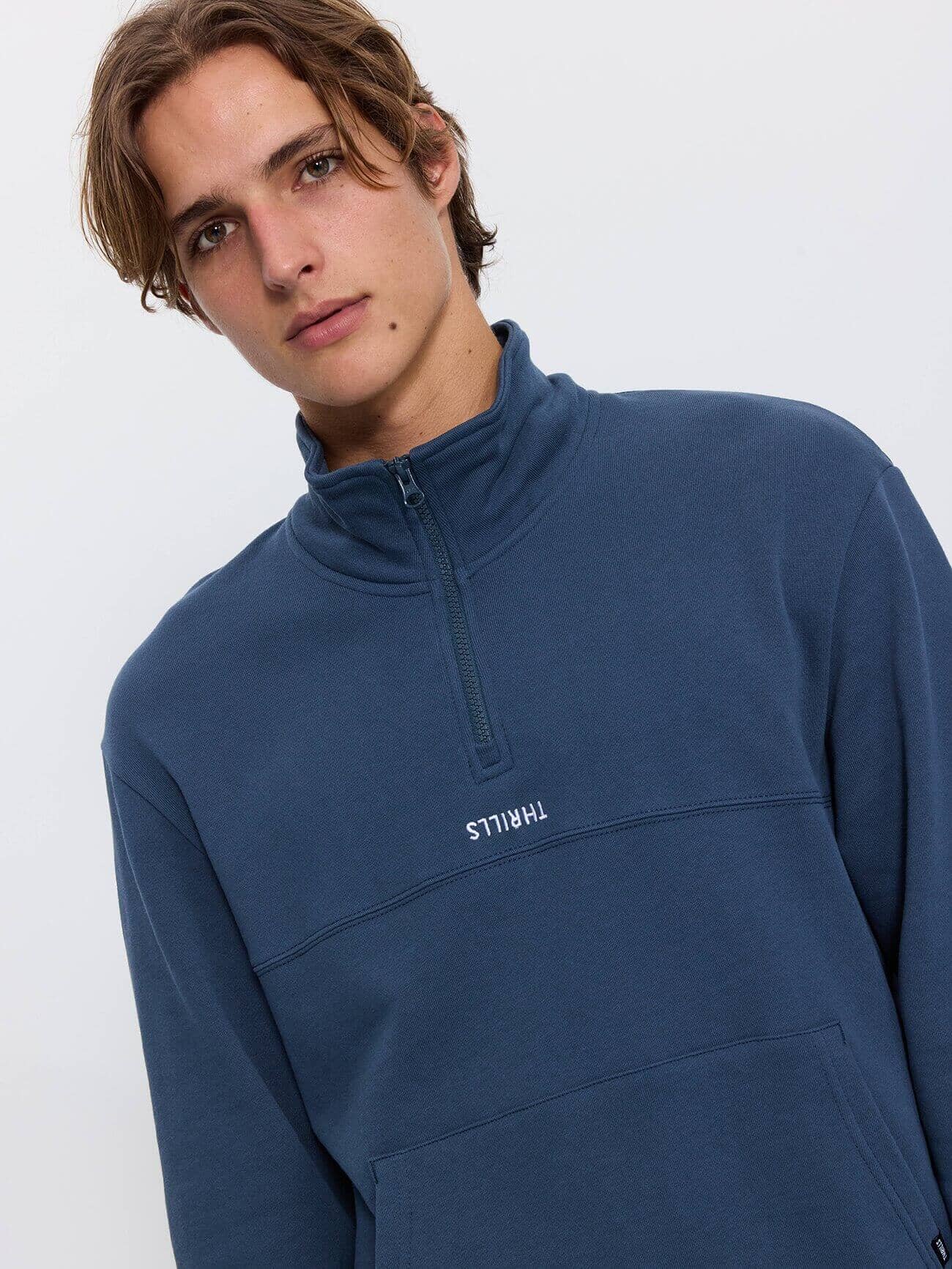 Minimal Thrills Quarter Zip Fleece - Dark Slate XS