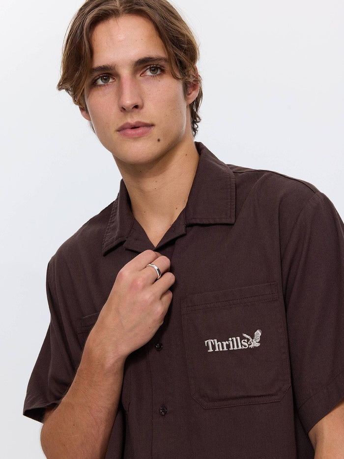 Thrills Union Box Crop Short Sleeve Shirt - Postal Brown