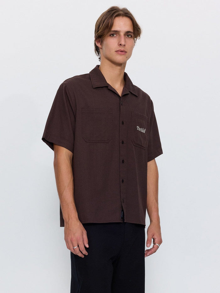 Thrills Union Box Crop Short Sleeve Shirt - Postal Brown