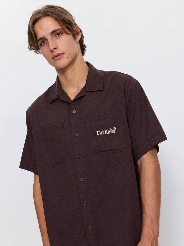 Thrills Union Box Crop Short Sleeve Shirt - Postal Brown