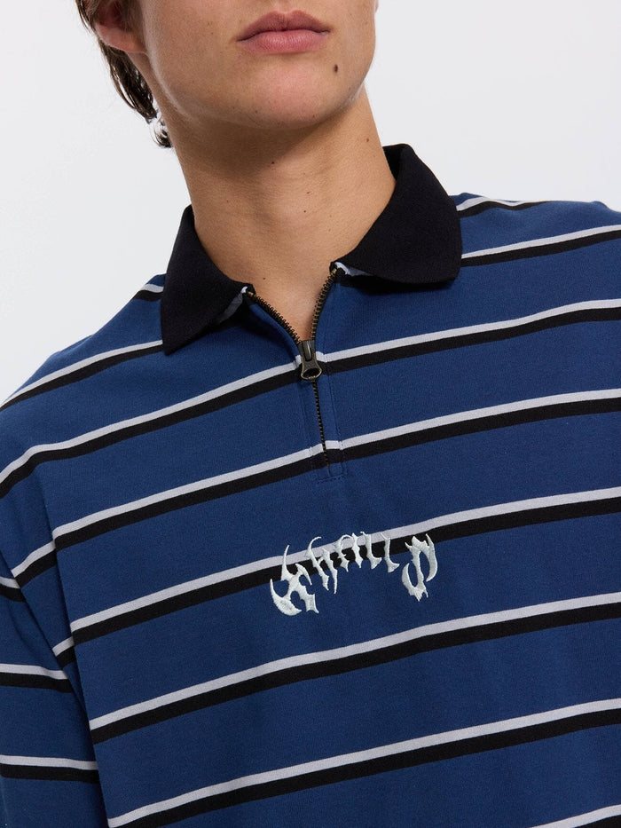 Stagger Box Crop Polo - Black
