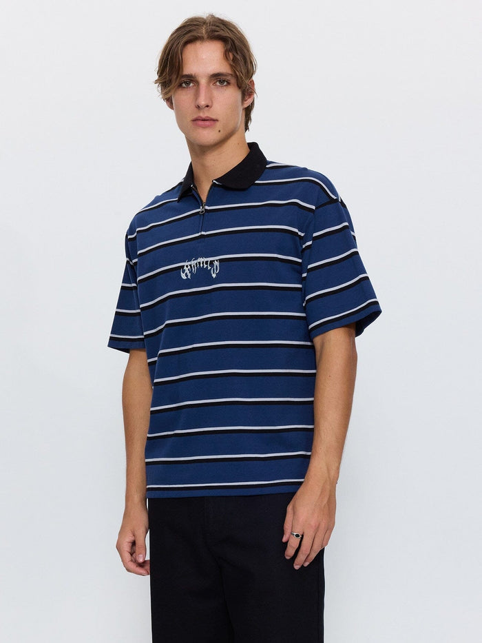 Stagger Box Crop Polo - Black