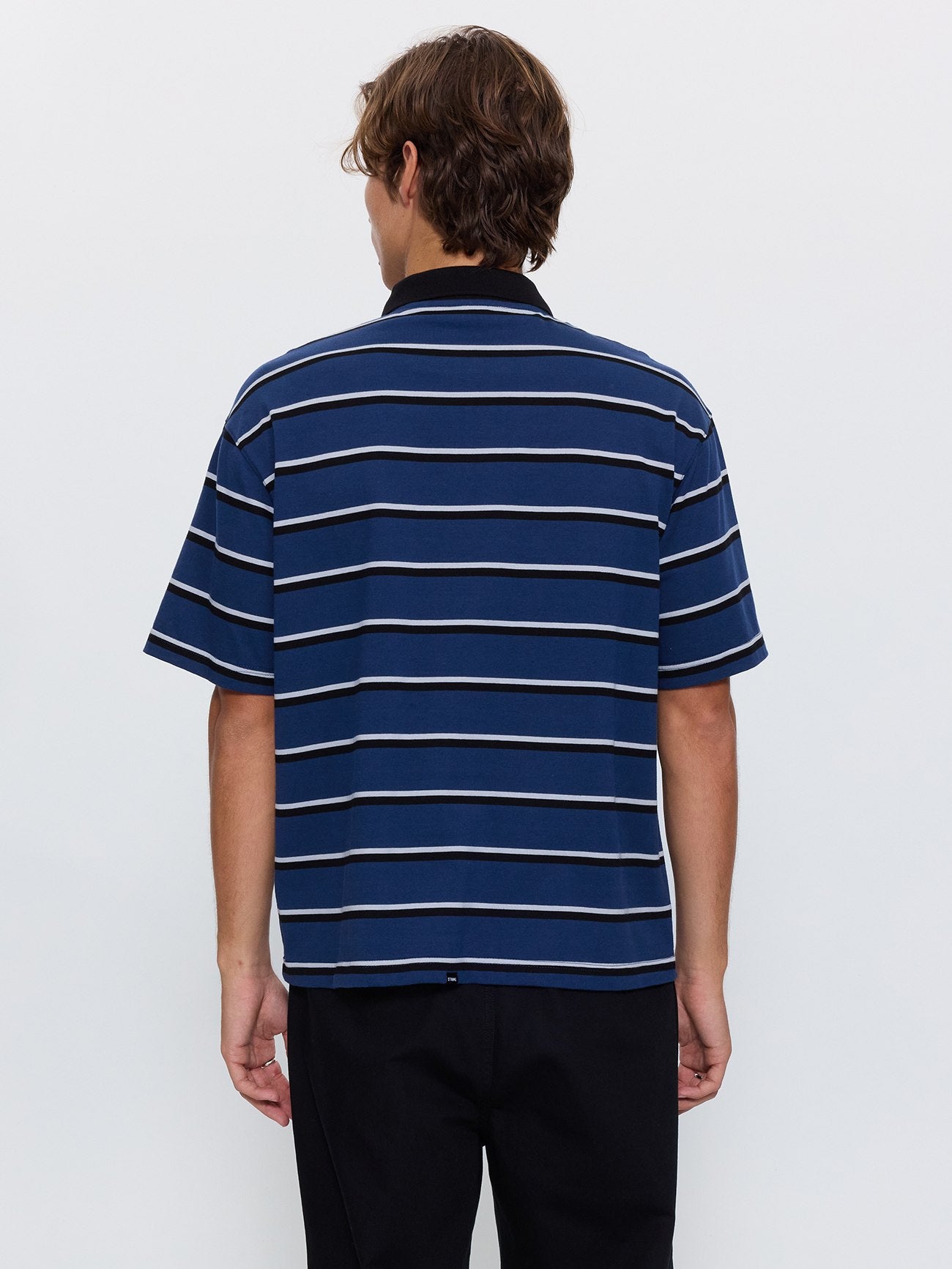 Stagger Box Crop Polo - Black