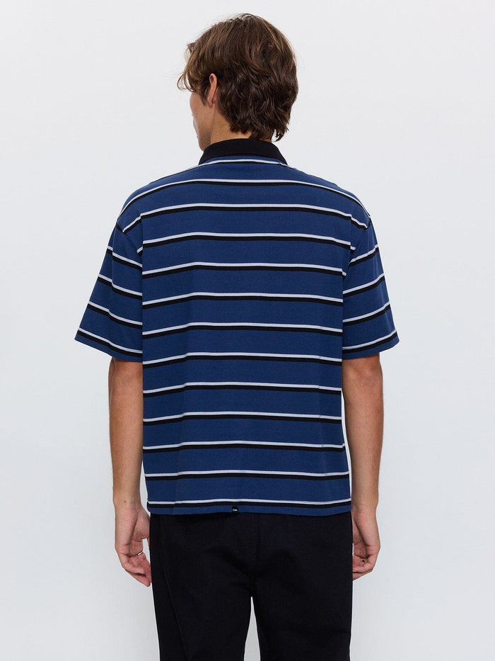 Stagger Box Crop Polo - Black