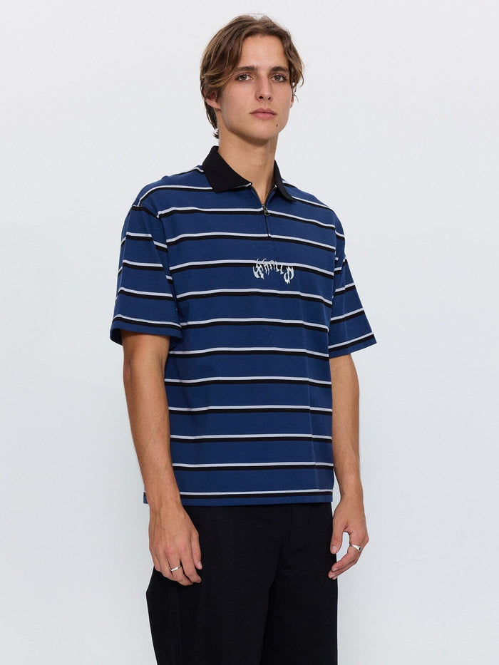 Stagger Box Crop Polo - Black