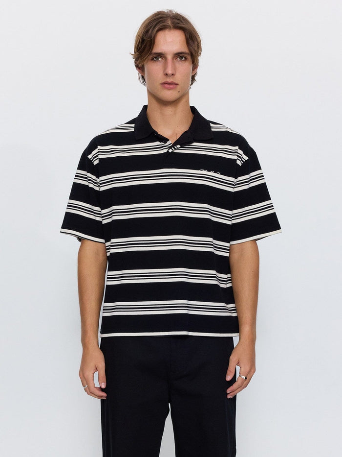 Visions Stripe Box Fit Polo - Black