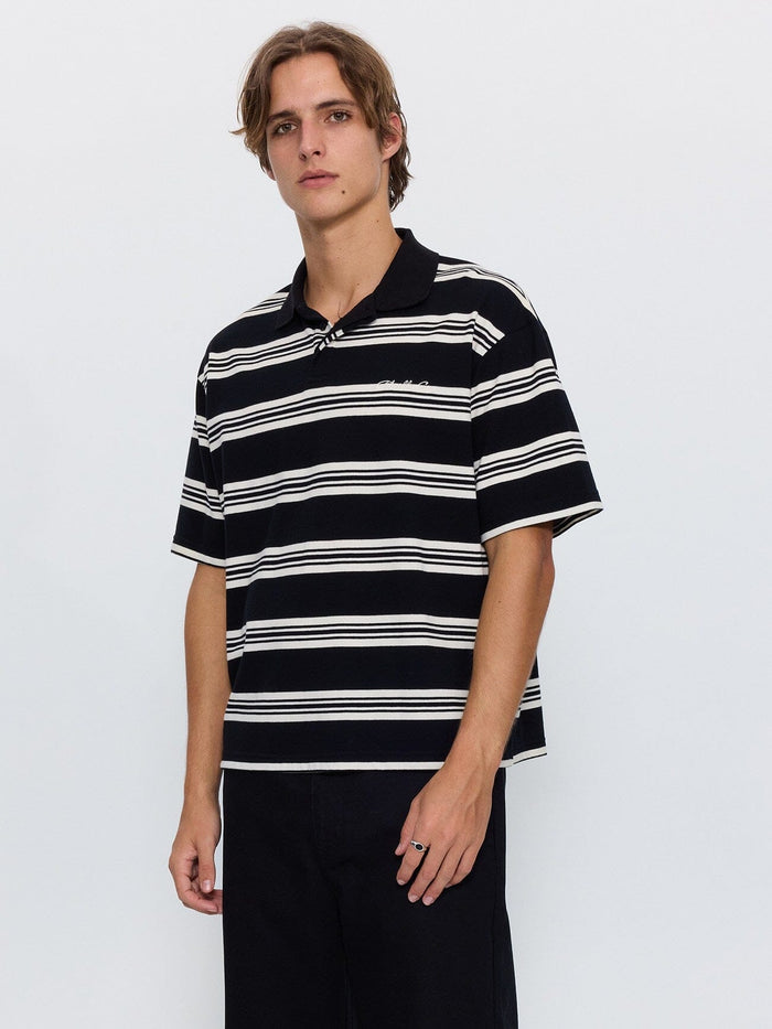 Visions Stripe Box Fit Polo - Black