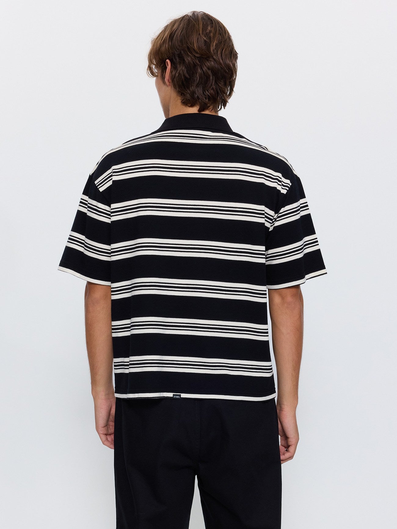 Visions Stripe Box Fit Polo - Black