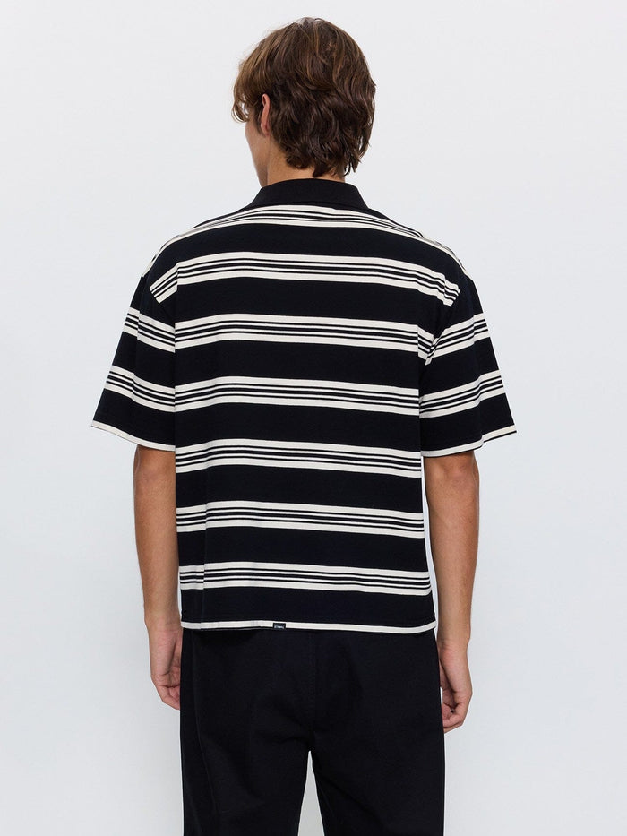 Visions Stripe Box Fit Polo - Black