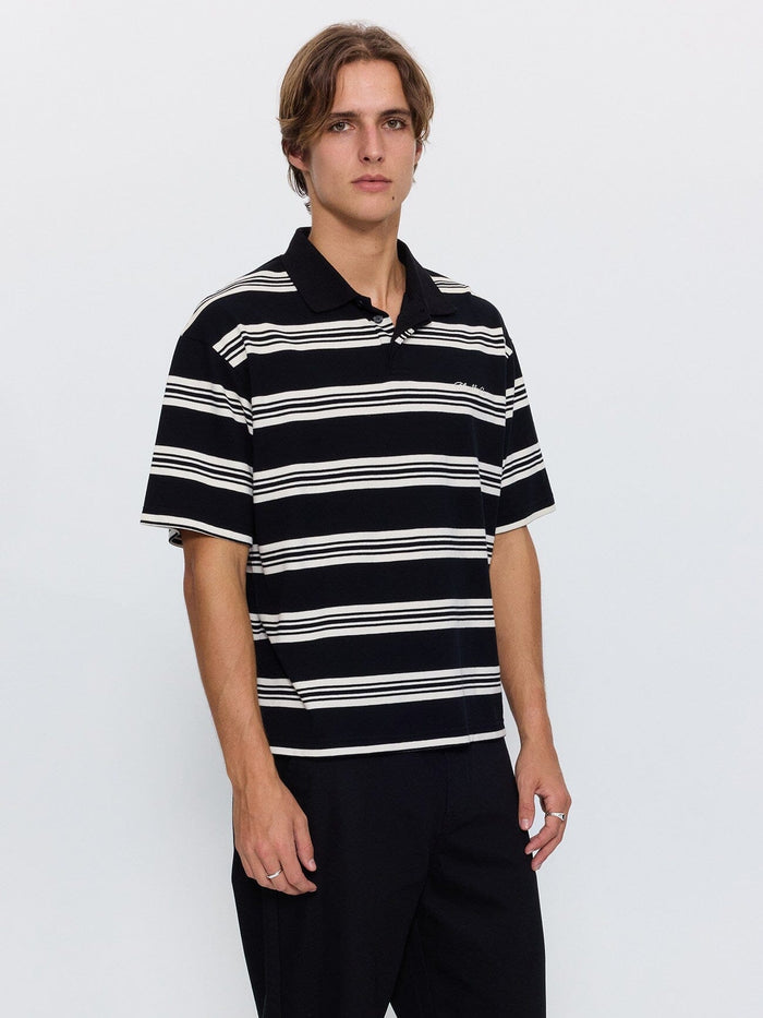 Visions Stripe Box Fit Polo - Black
