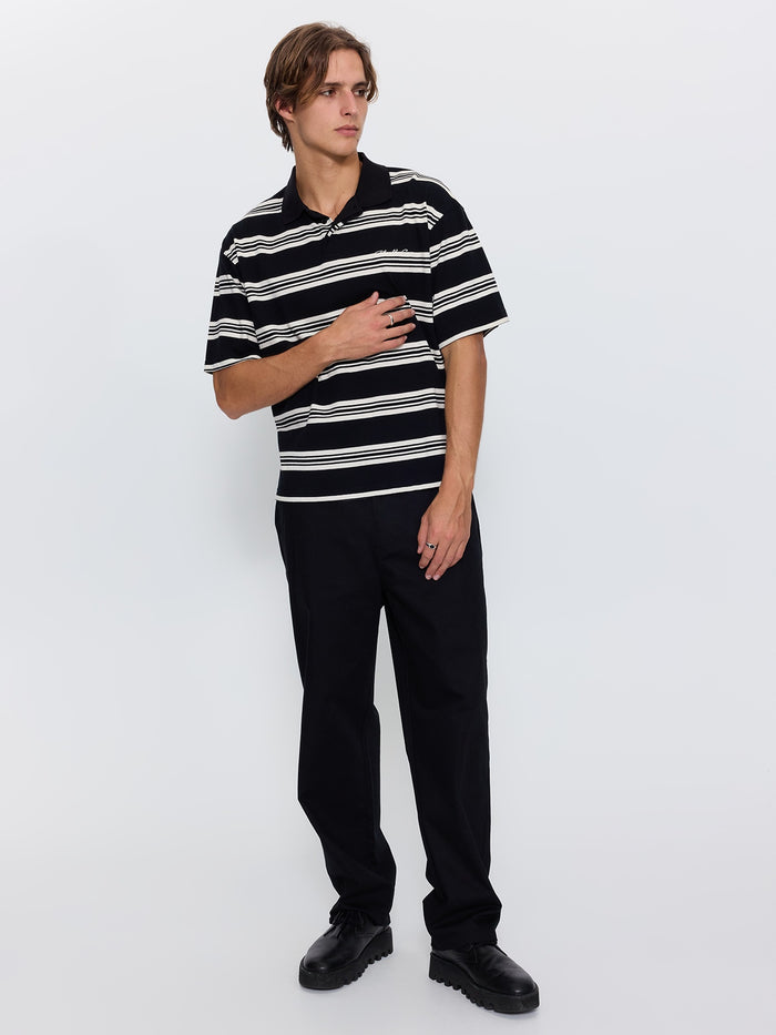 Visions Stripe Box Fit Polo - Black