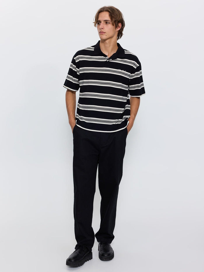 Visions Stripe Box Fit Polo - Black