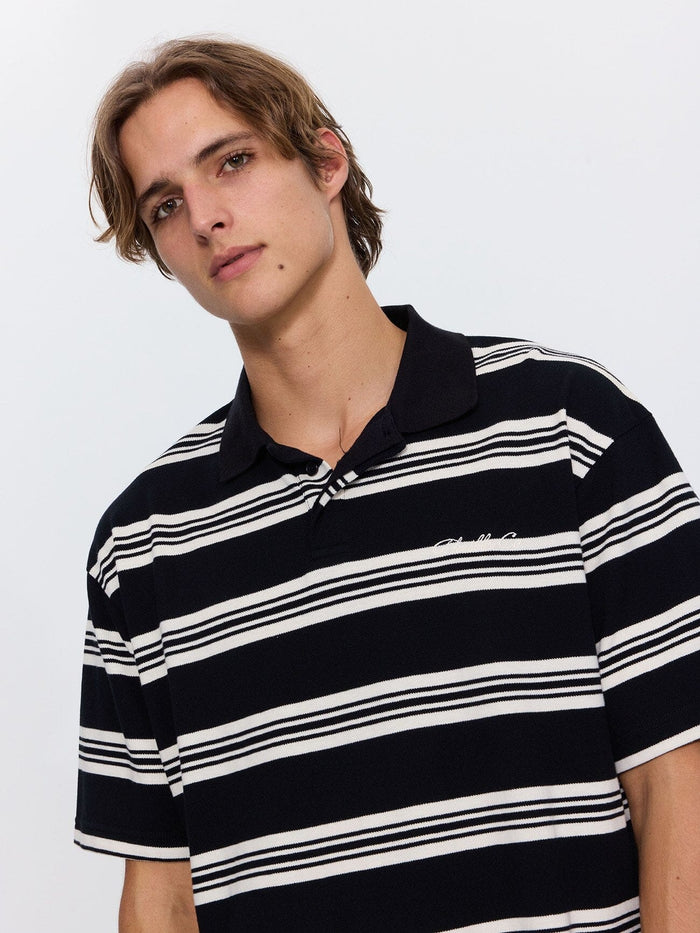 Visions Stripe Box Fit Polo - Black