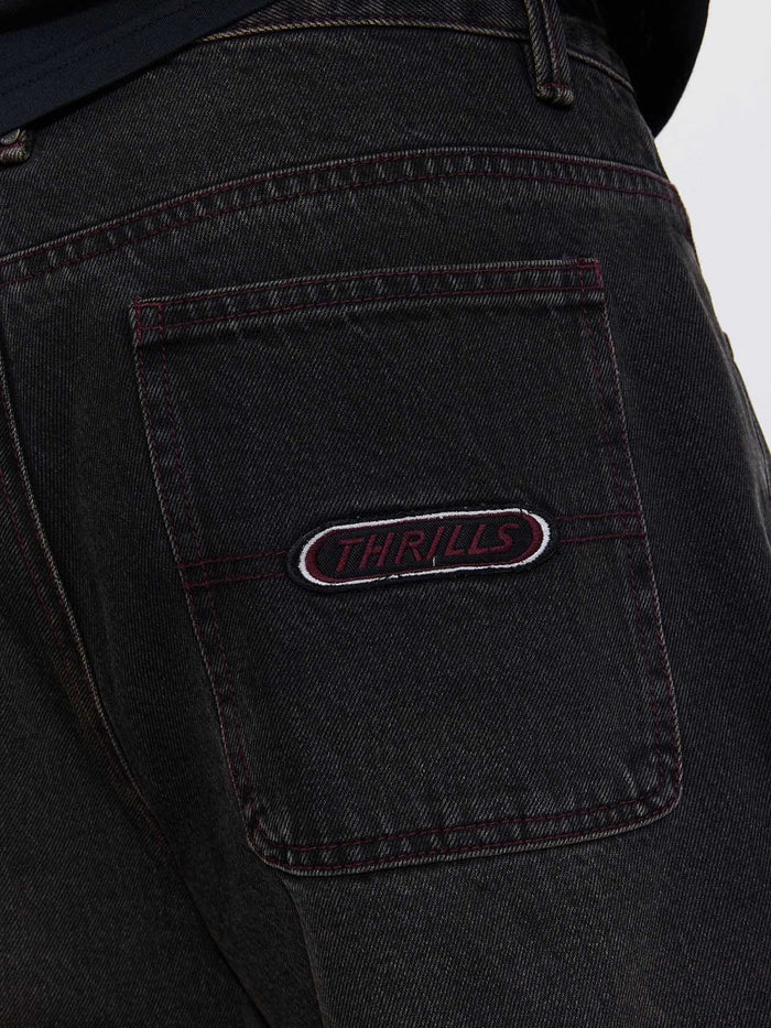 Built To Win Mid Slacker Relaxed Long Denim Short - Licorice 26