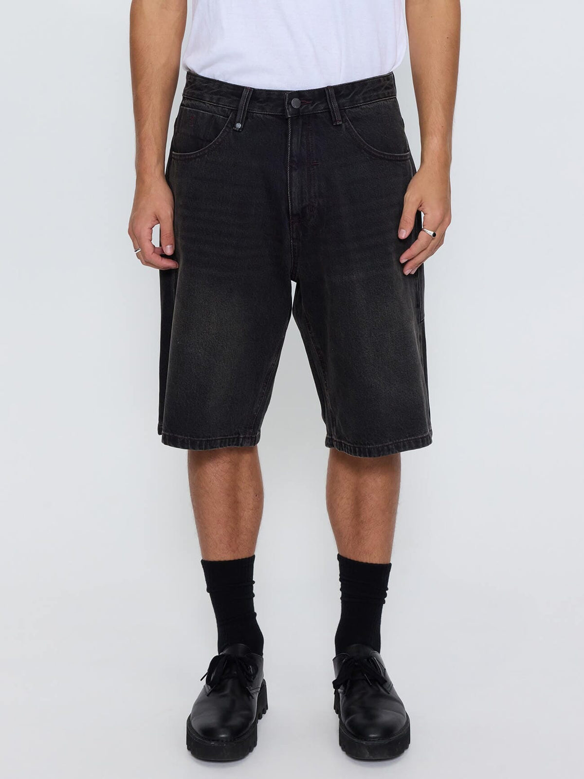 Built To Win Mid Slacker Relaxed Long Denim Short - Licorice 26