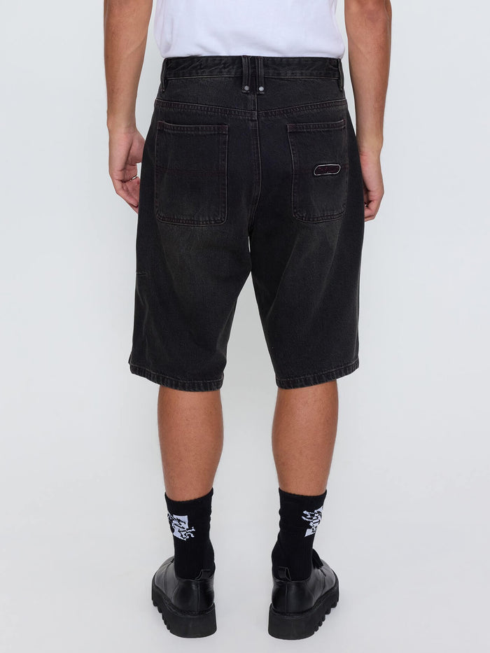Built To Win Mid Slacker Relaxed Long Denim Short - Licorice 26