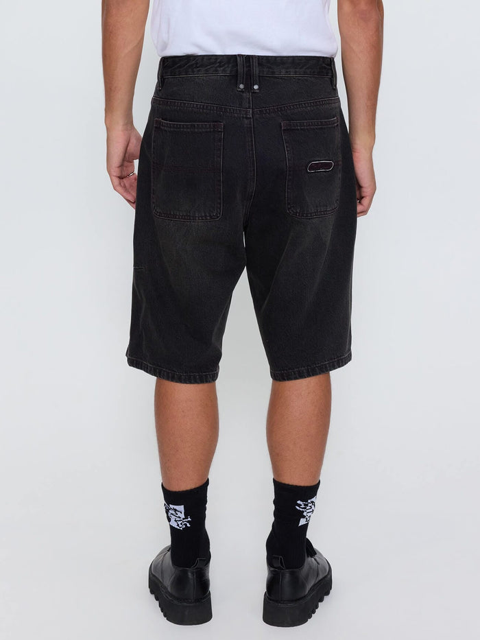 Built To Win Mid Slacker Relaxed Long Denim Short - Licorice 26