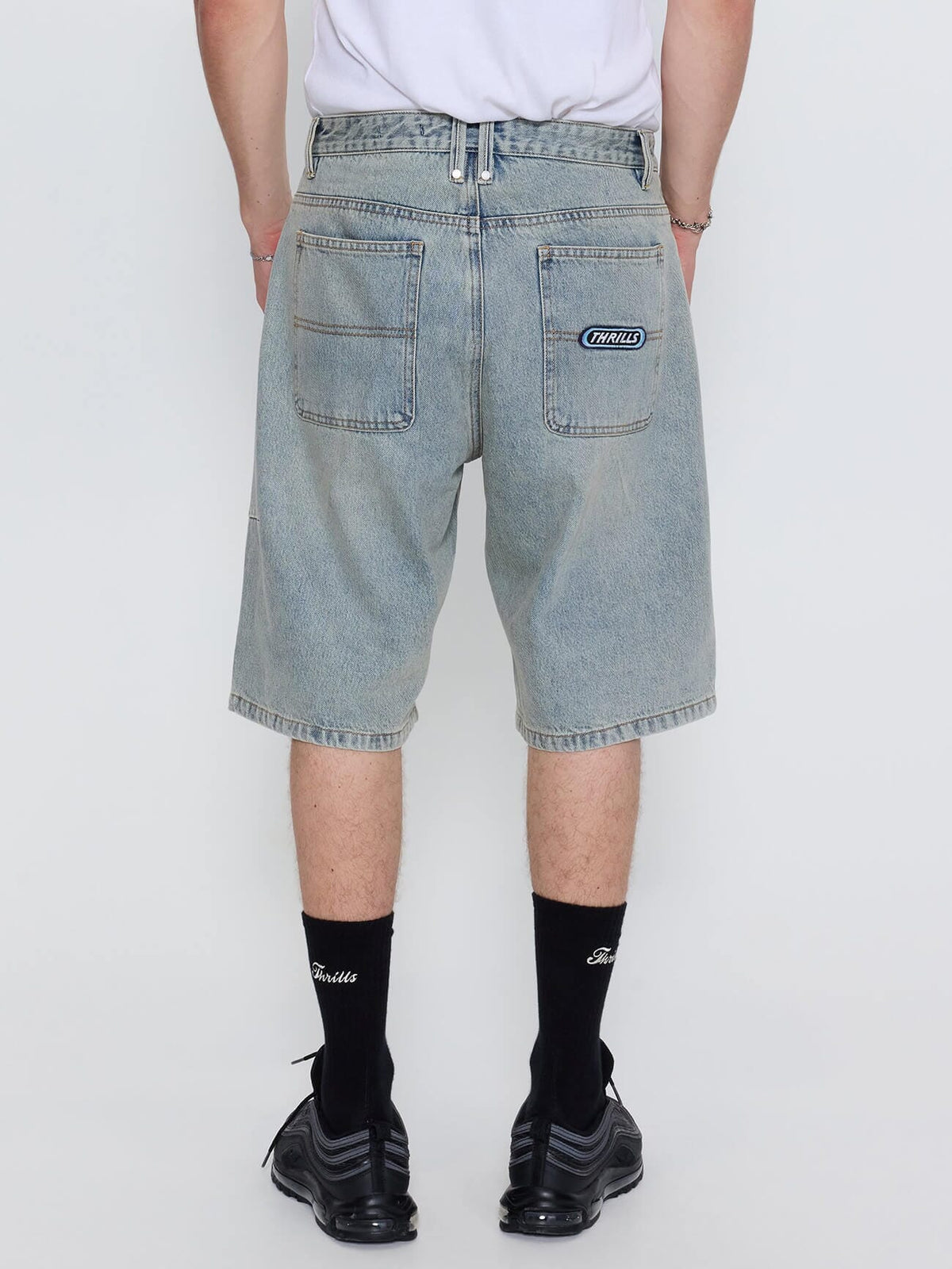 Built To Win Mid Slacker Relaxed Long Denim Short - Light Granite Blue 26