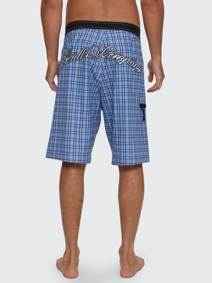Lost Cause Check Boardshort - Vintage Blue