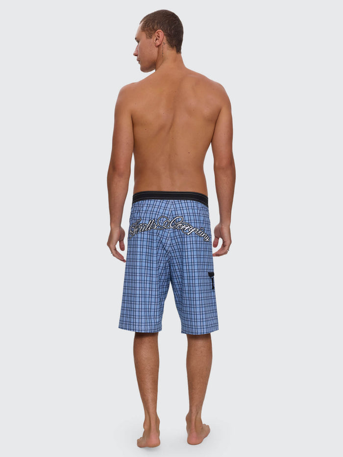 Lost Cause Check Boardshort - Vintage Blue