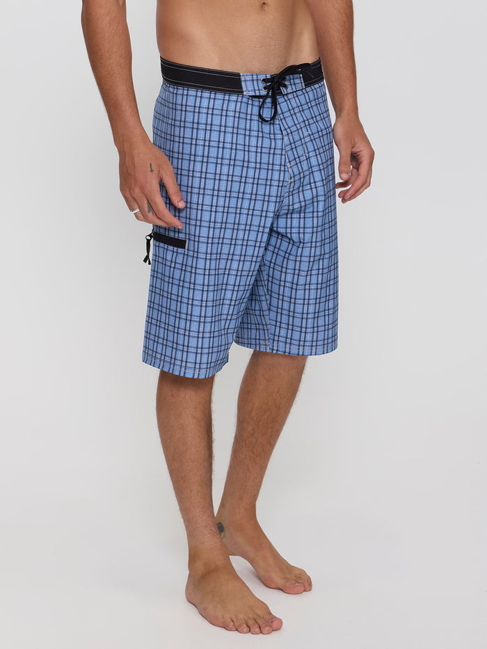 Lost Cause Check Boardshort - Vintage Blue