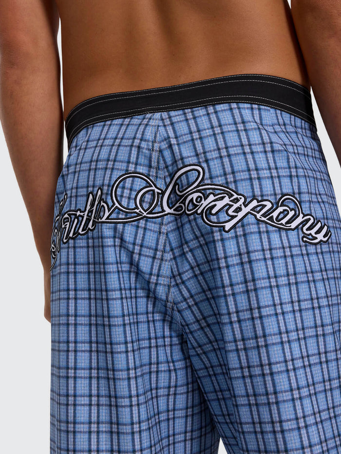 Lost Cause Check Boardshort - Vintage Blue