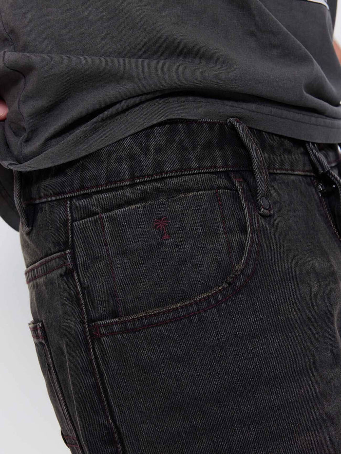 Built To Win Mid Slacker Relaxed Long Denim Jean - Licorice 26