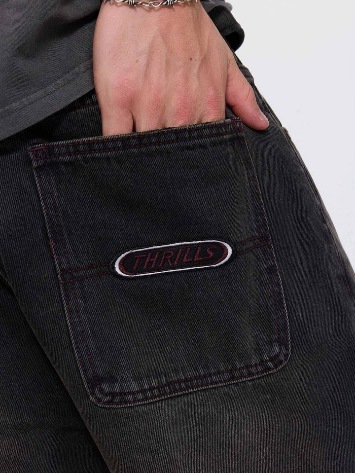 Built To Win Mid Slacker Relaxed Long Denim Jean - Licorice 26