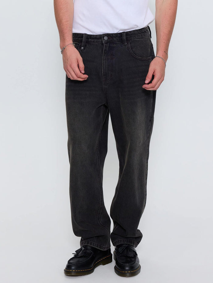 Built To Win Mid Slacker Relaxed Long Denim Jean - Licorice 26