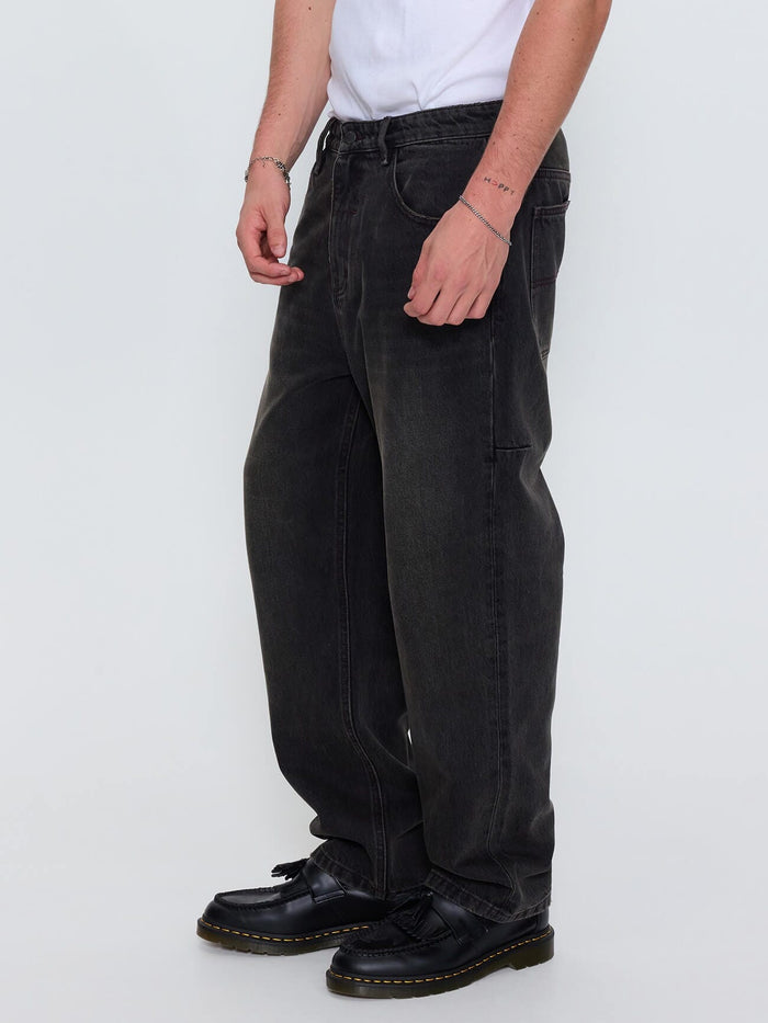 Built To Win Mid Slacker Relaxed Long Denim Jean - Licorice 26