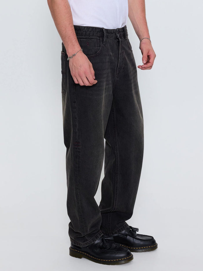 Built To Win Mid Slacker Relaxed Long Denim Jean - Licorice 26