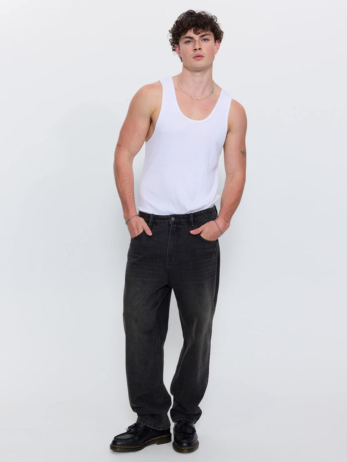 Built To Win Mid Slacker Relaxed Long Denim Jean - Licorice 26
