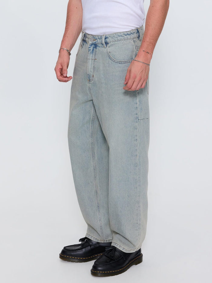 Built To Win Mid Slacker Relaxed Long Denim Jean - Light Granite Blue 26